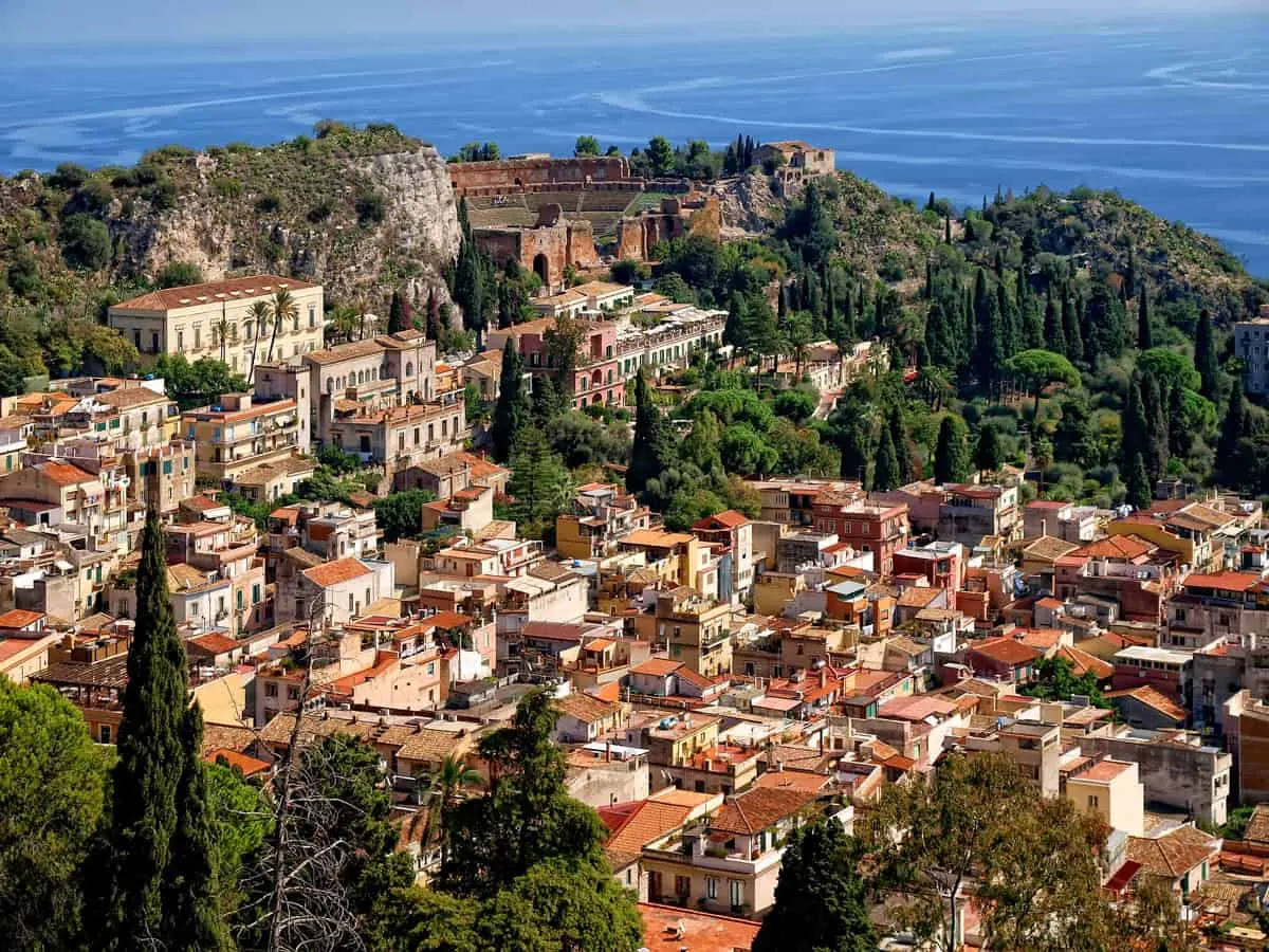 The charming hill city of Taormina in Sicily.