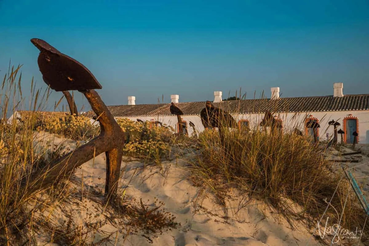 Anchor gravelyard on Barril Beach in Tavira Portugal. 