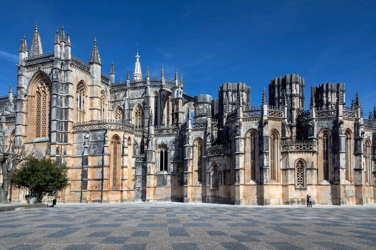 The exterior of the Batalha Monastery in Portugal. 