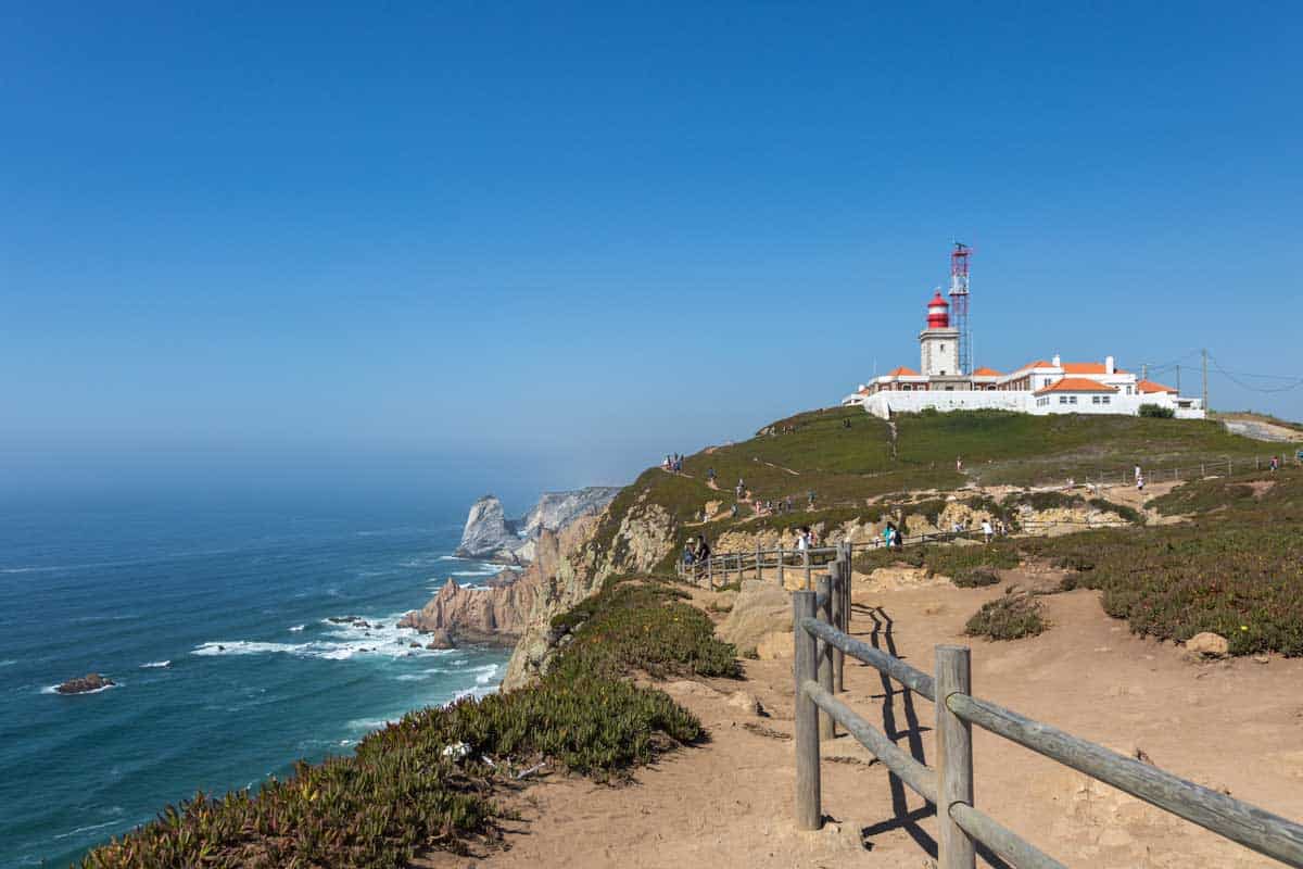 The Cabo da Roca Lighthouse on the most western point of Portugal. 