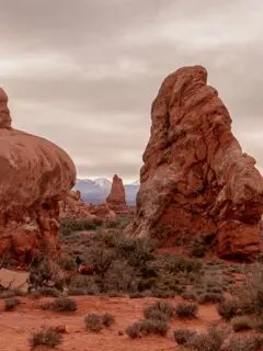 Red rock landscape in Arches National Park.