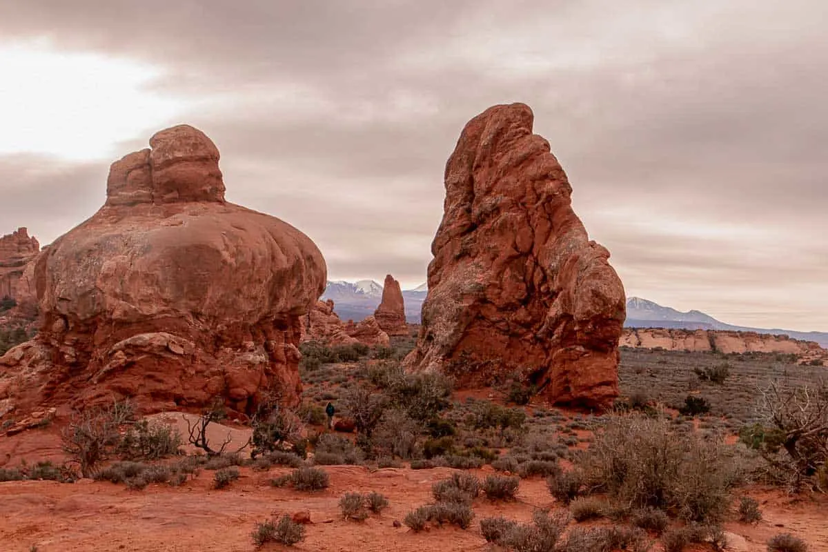 Red rock landscape in Arches National Park.