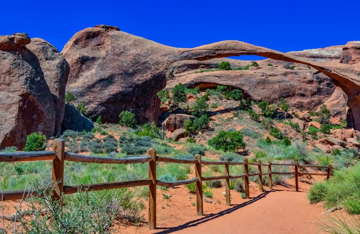 Hiking trail to Landscape Arch in Arches National Park.
