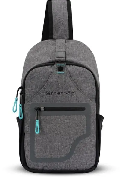 Grey sling back backpack product shot