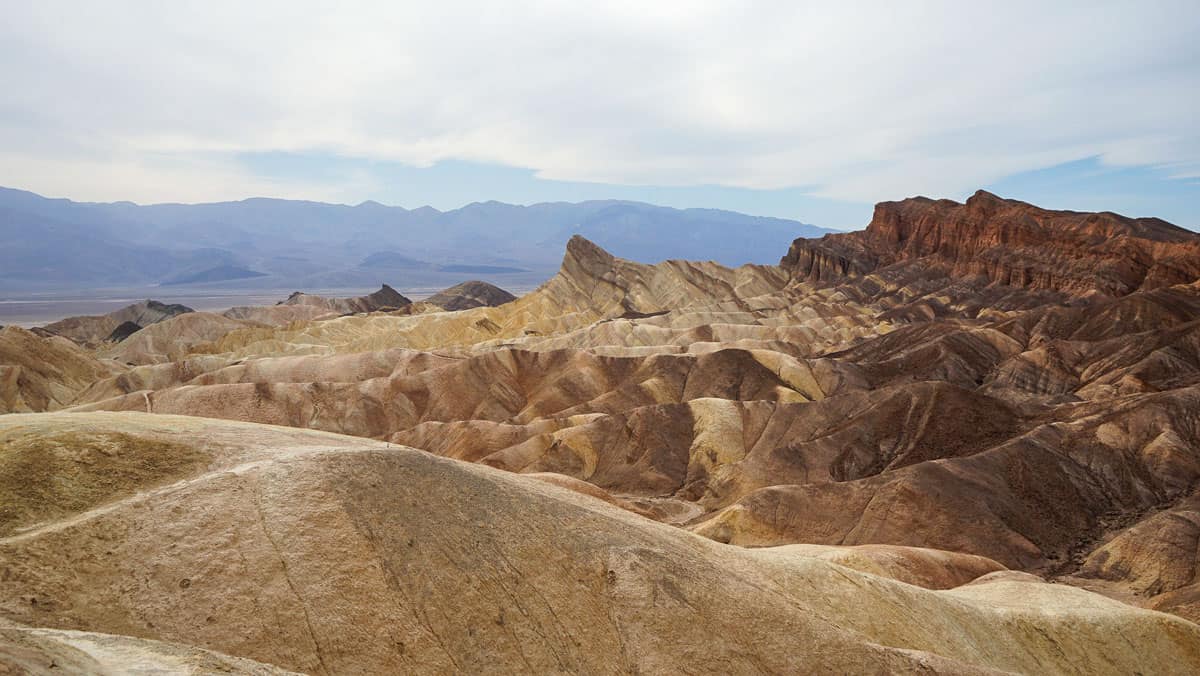Sand coloured rock formations in the Death Valley National park. 
