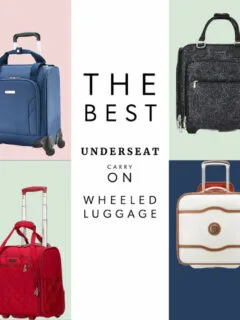 Collage of underseat carry on bags.