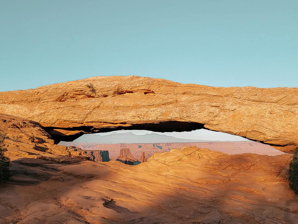A natural rock arch in Canyonlands national park.