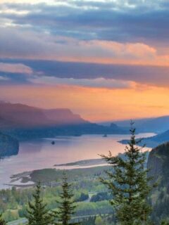 Sunrise Over Crown Point at Columbia River Gorge.