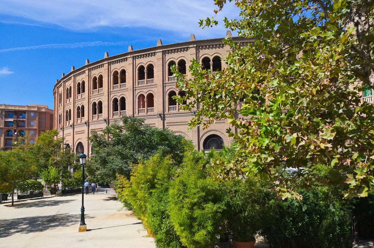 The exterior of the bull ring in central Granada Spain.