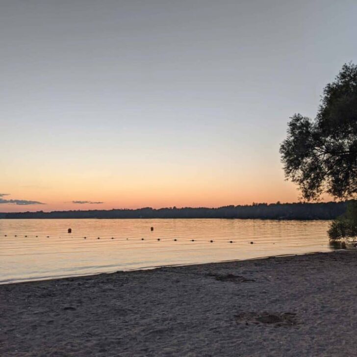 Sunset over Bass Lake.