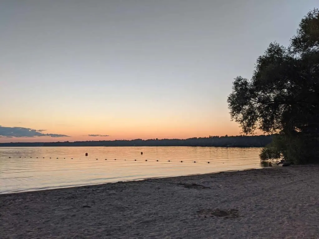 Sunset over Bass Lake, a beautiful day trip from Toronto.