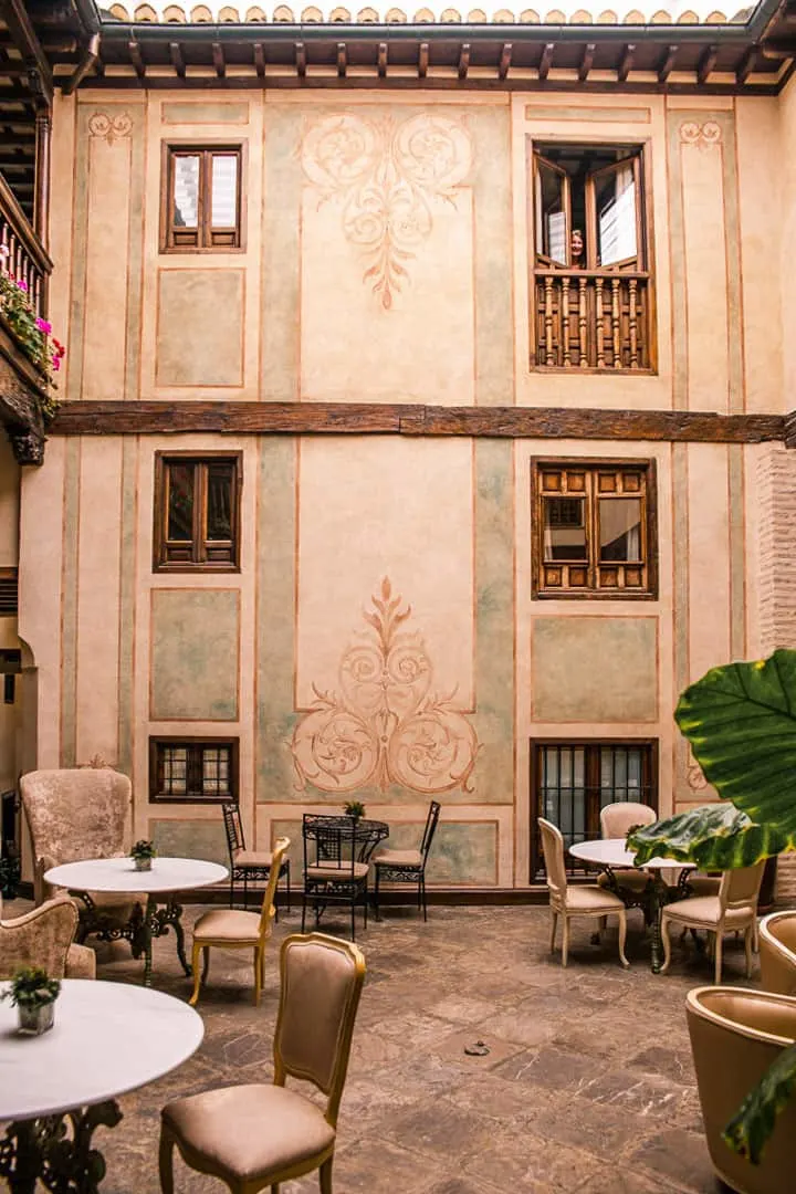 Inside a traditional luxury hotel in Granada Spain. 