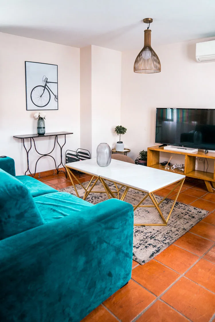 The lounge of an apartment in a hotel in Granda Spain. 