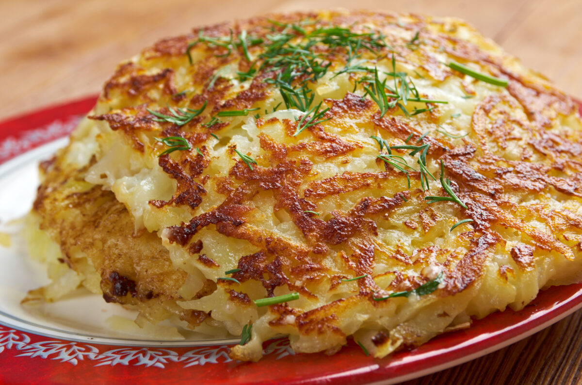 Irish Potato Pancake, Boxty, served on a plate