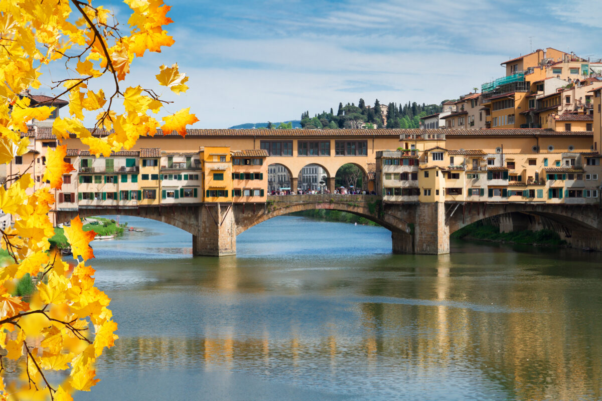 Florence in the Fall
Ponte Vecchio Bridge over Arno River on a fall day in Florence, Italy