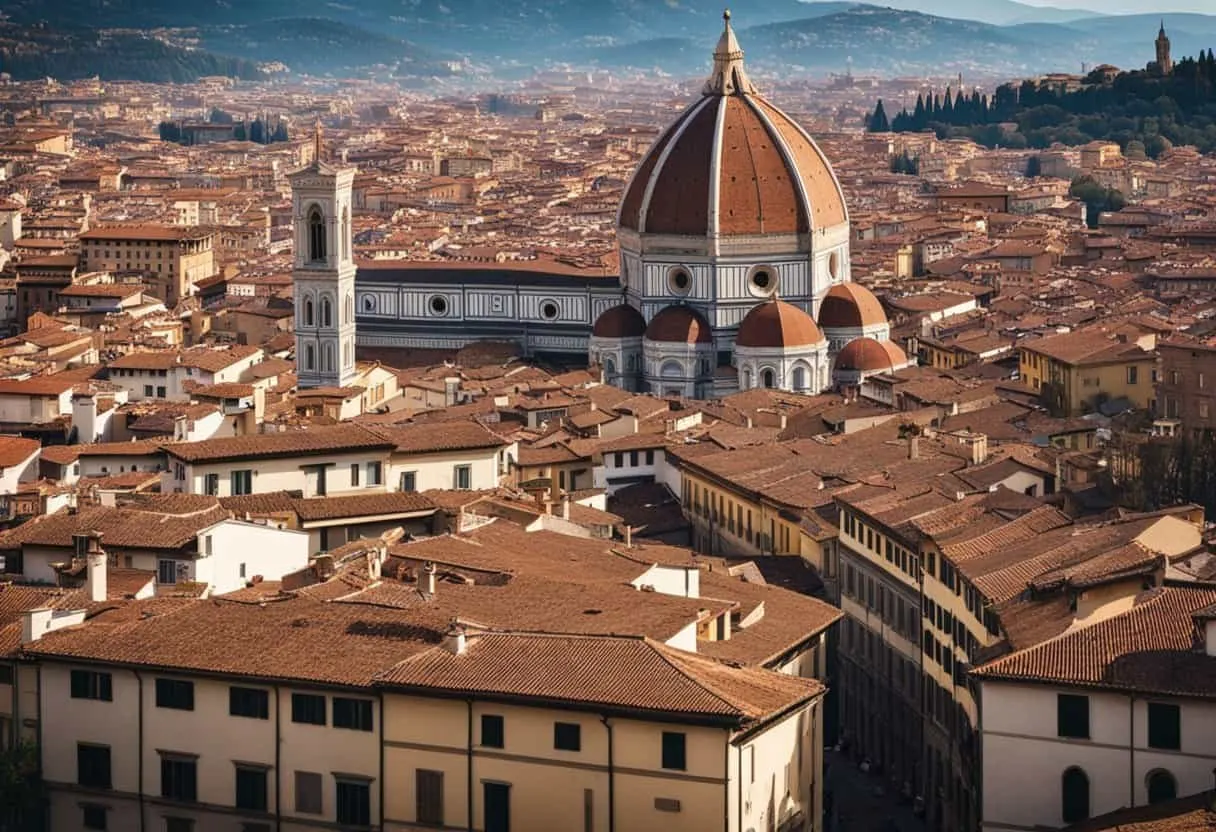 Florence in the fall with autumn light over the city and the Duomo