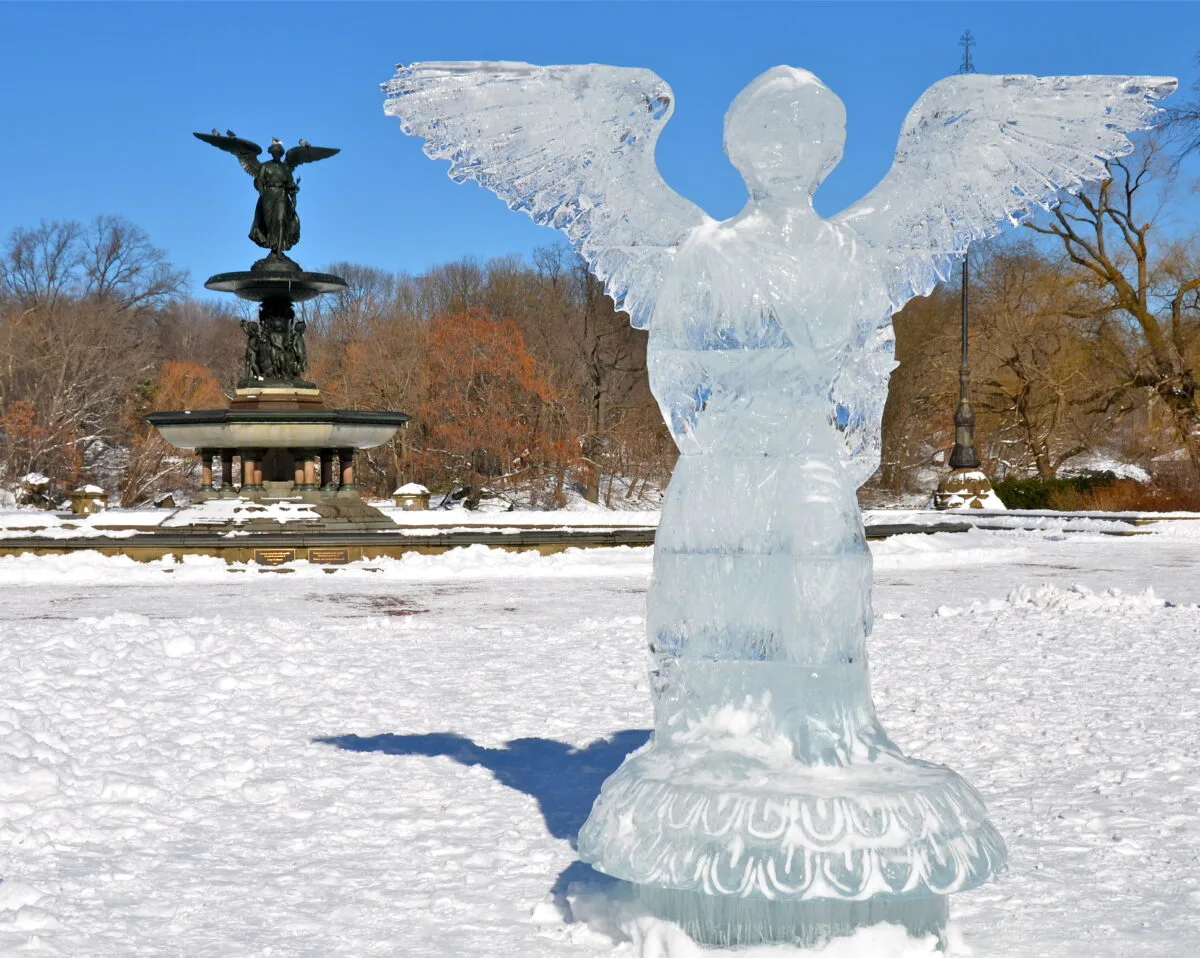 Ice Angel statue in Central Park