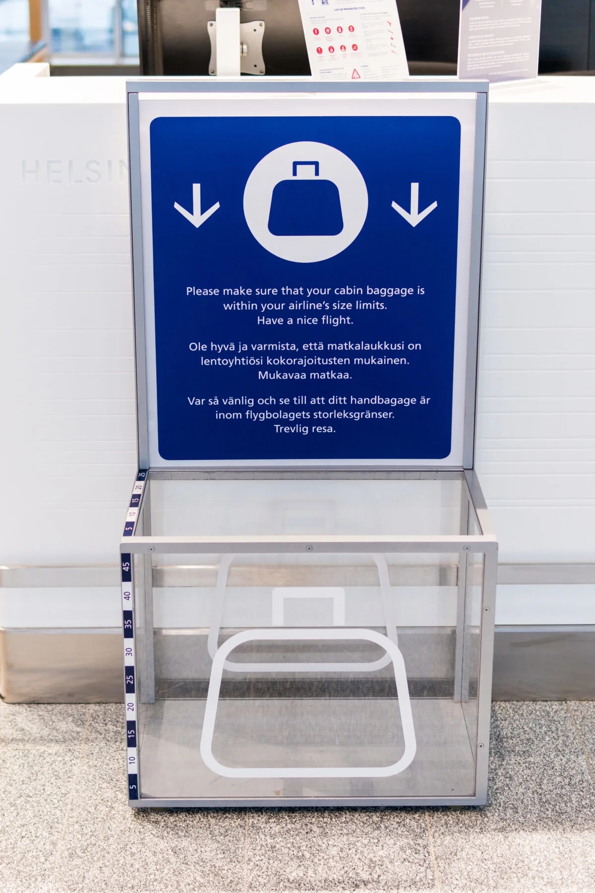 carry on luggage sizer in airport