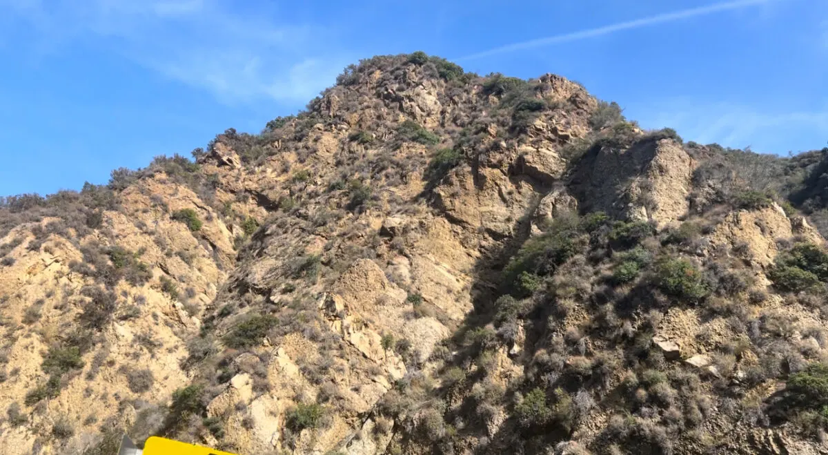 View of mountains from the Pacific Coast Highway (PCH) on a sunny day in Santa Monica