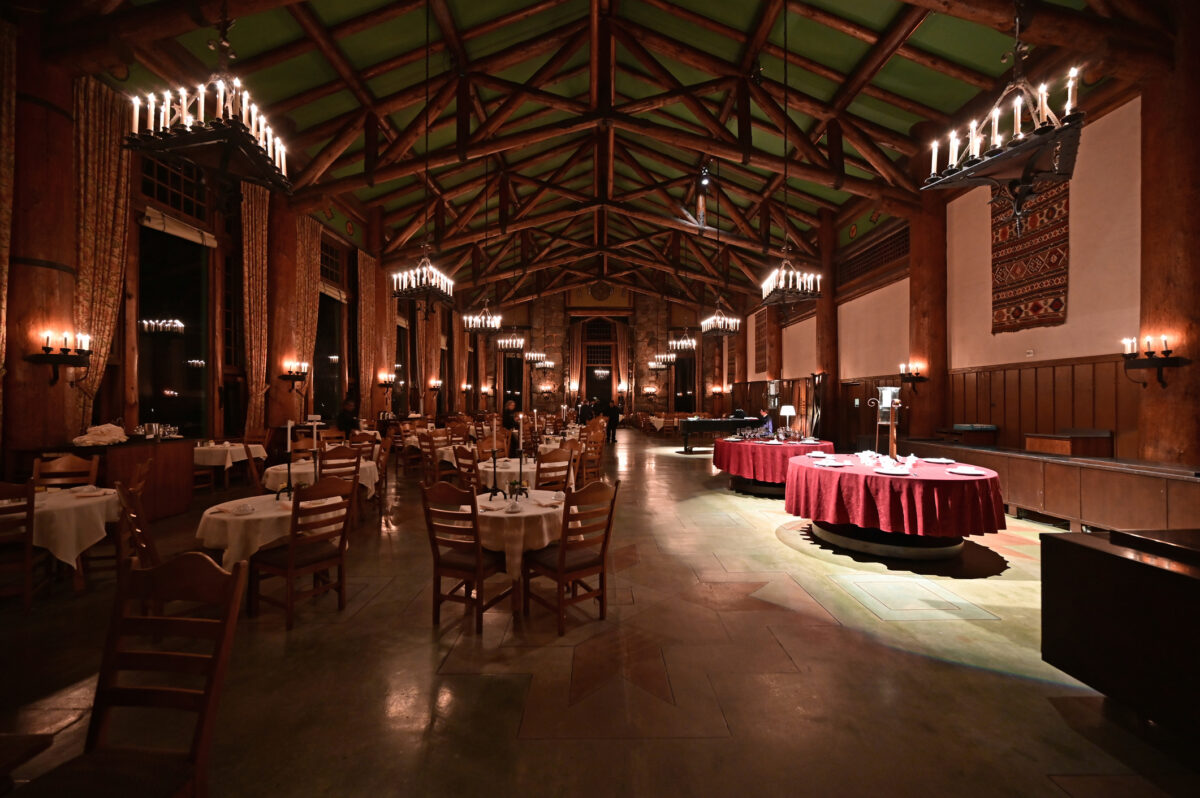 large indoor dining room at a fancy restaurant