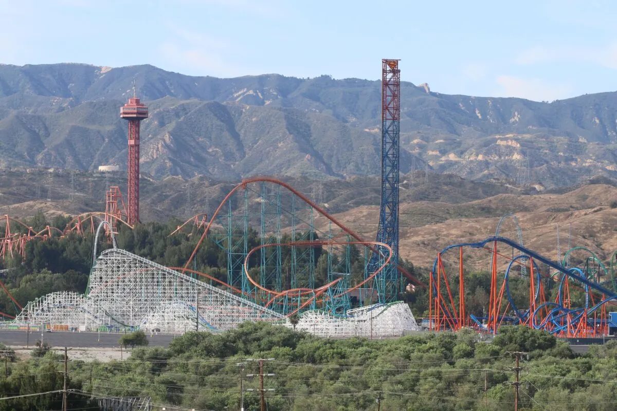 Roller coasters at Magis Mountain in Valencia