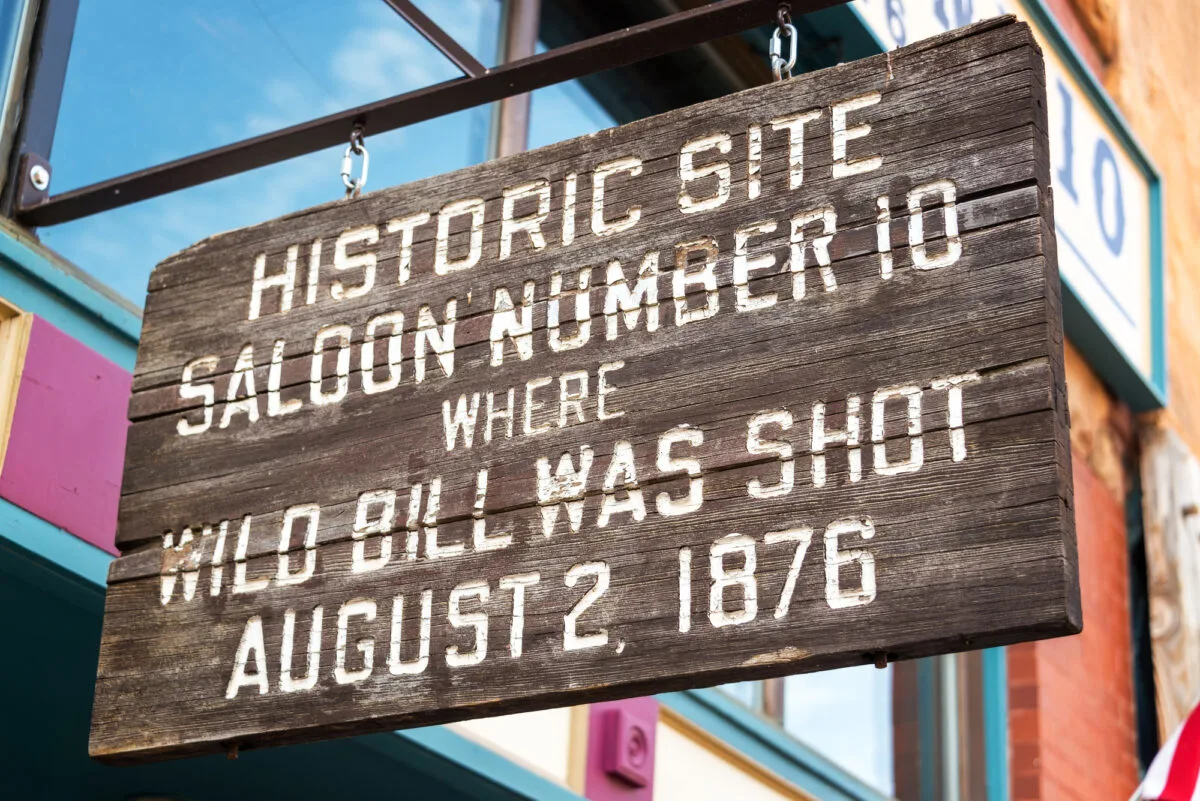 Historic site sign for place where wild bill was shot at Deadwood in South Dakota