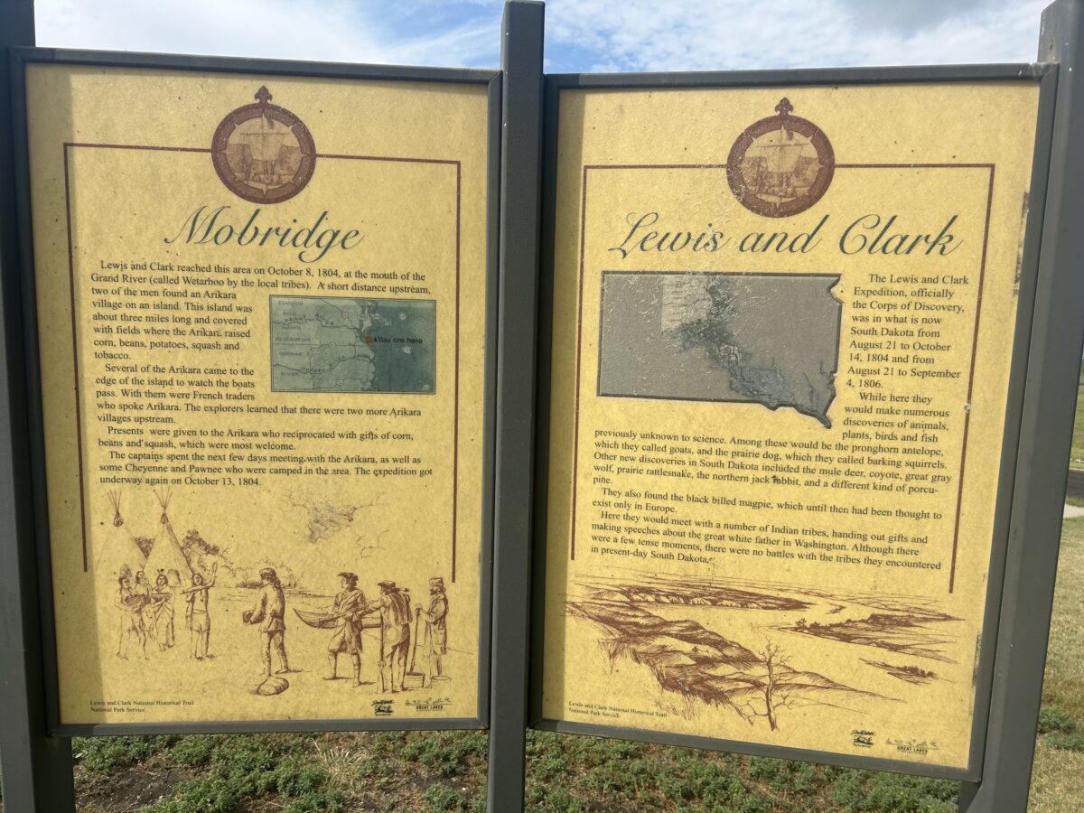 Sign at the Louis and Clark Historic Trail in Mobridge South Dakota 