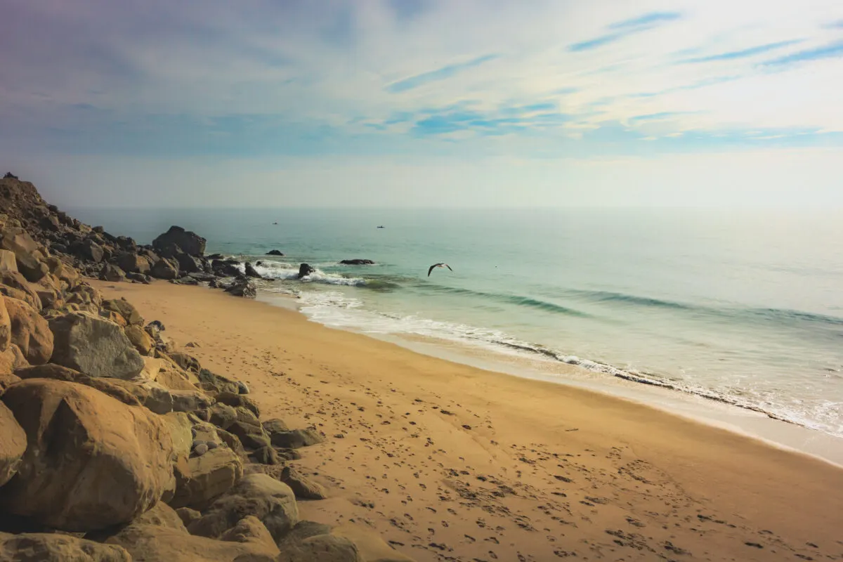 sandy beach at Point Mugu Beach on an overcast day