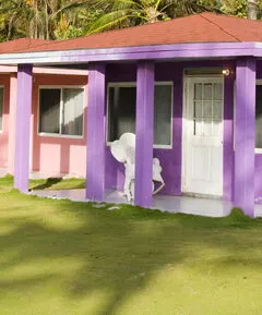 colorful bungalows on te beach in Corn Island Nicaragua