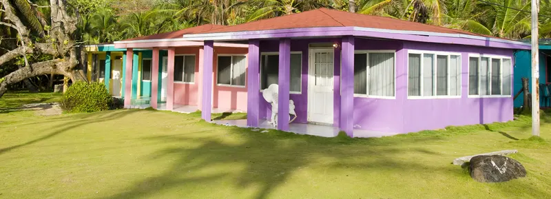 colorful bungalows on te beach in Corn Island Nicaragua