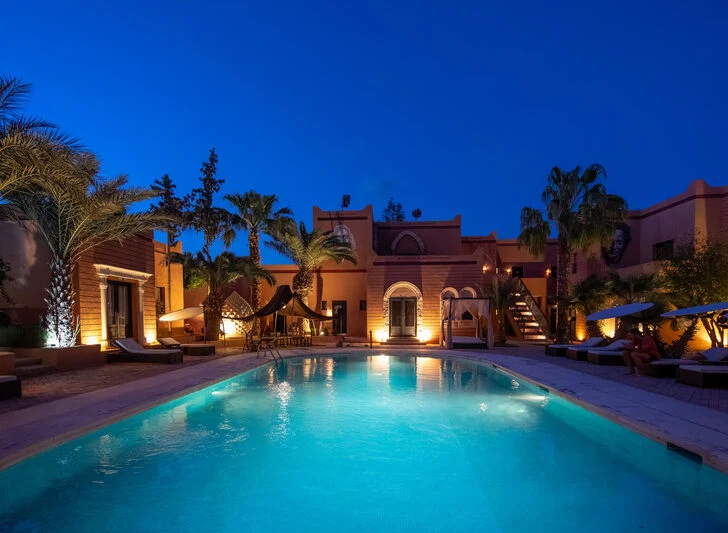 hotel in morocco with beautiful blue pool