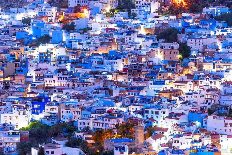 beautiful blue building architecture in morocco