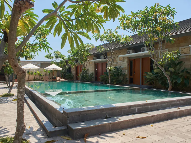 beautiful desert hotel pool in morocco marrakech