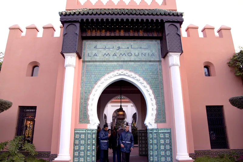La Mamounia hotel in Morocco with pink facade