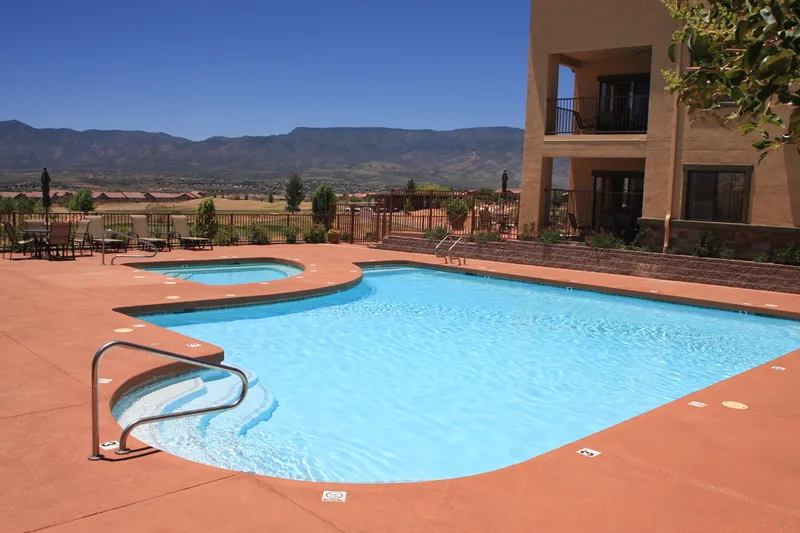 hotel pool overlooking the desert in morocco