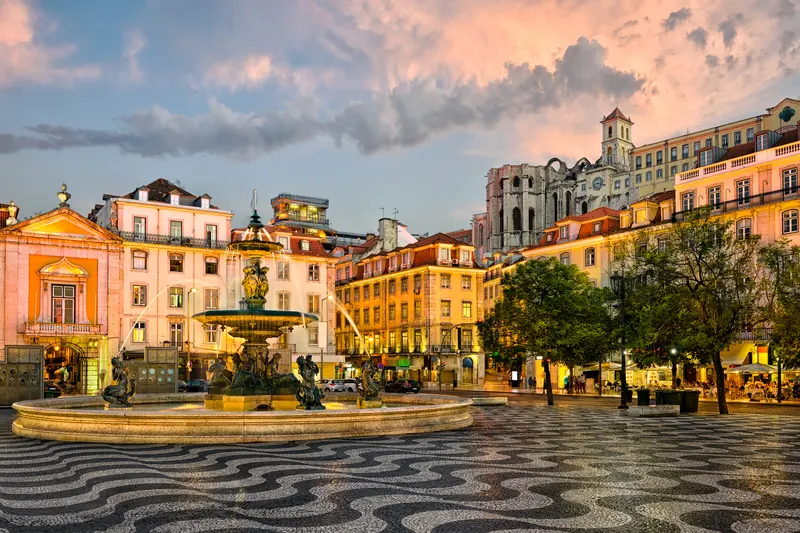 cityscape of lisbon at sunset