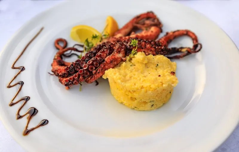 delicious gormouet octopus in a fine dining restaurant