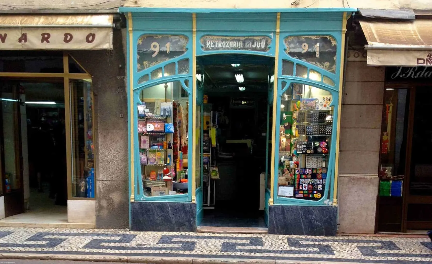 Art Nouveau exterior of a typical haberdashery shop in Lisbon. 