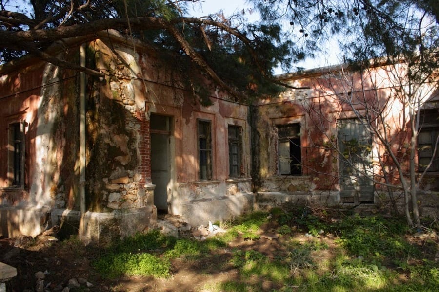 Abandoned army radio building Leros Island Greece